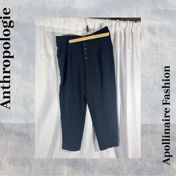 ANTHROPOLOGIE SASHA BUTTON FLY TROUSERS IN BLACK SIZE 6 NEW - Picture 4 of 5